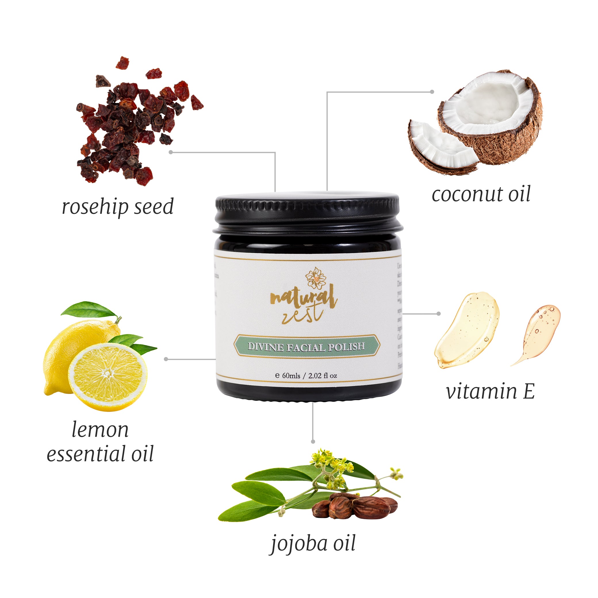Natural Zest Skincare Divine Rosehip Seed Facial Polish
